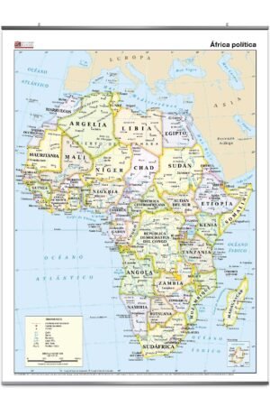 MAPA POLÍTICO DE ÁFRICA, Tamaño: 36” x 48”, papel plastificado