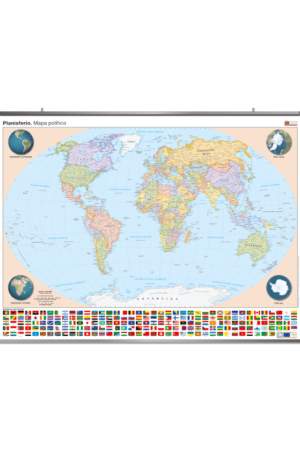 PLANISFERIO POLÍTICO, Mural. Tamaño: 48”x 36”, papel plastificado 5
